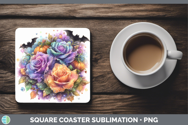 Best Sellers 01 Cute Halloween Rose Square Coaster Sublimati