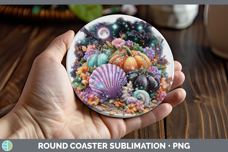 Best Sellers 01 Cute Halloween Seashell Round Coaster Sublim