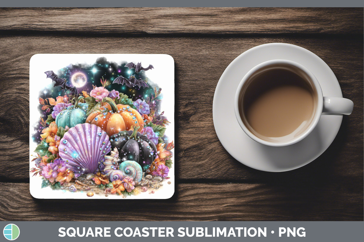 Best Sellers 01 Cute Halloween Seashell Square Coaster Subli
