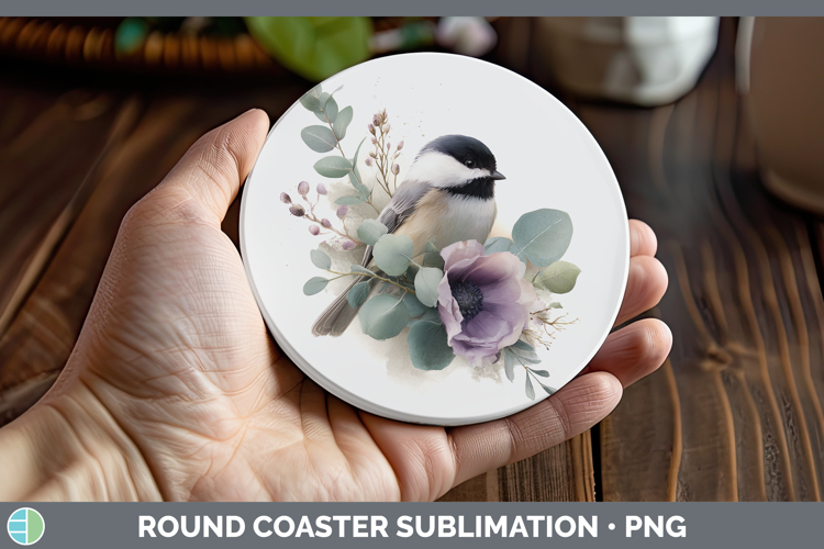 Chickadee Best Sellers 01 Lavender and Eucalyptus Round Coas