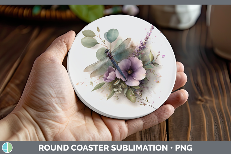 Dragonfly Best Sellers 01 Lavender and Eucalyptus Round Coas