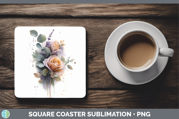 Rose Best Sellers 01 Lavender and Eucalyptus Square Coaster