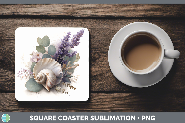 Seashell Best Sellers 01 Lavender and Eucalyptus Square Coas