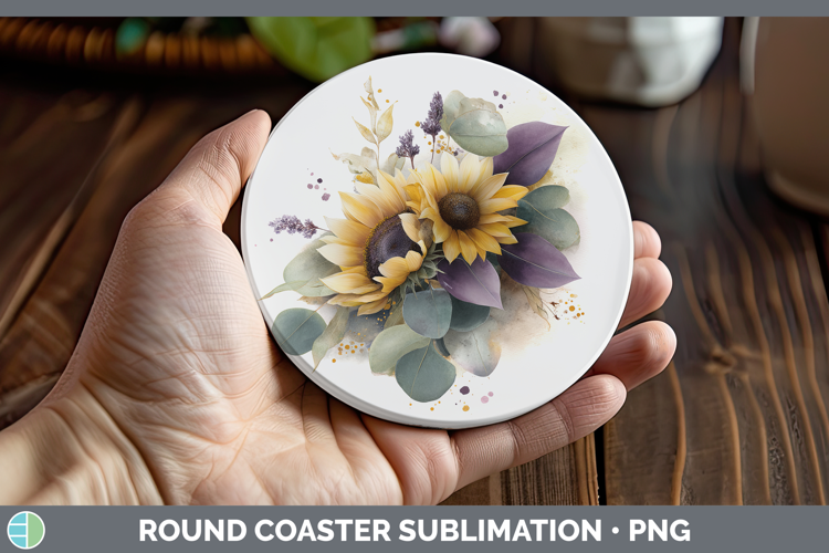 Sunflower Best Sellers 01 Lavender and Eucalyptus Round Coas