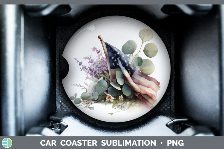USA Flag Best Sellers 01 Lavender and Eucalyptus Car Coaster