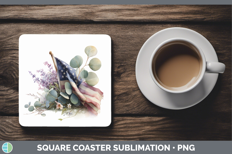 USA Flag Best Sellers 01 Lavender and Eucalyptus Square Coas