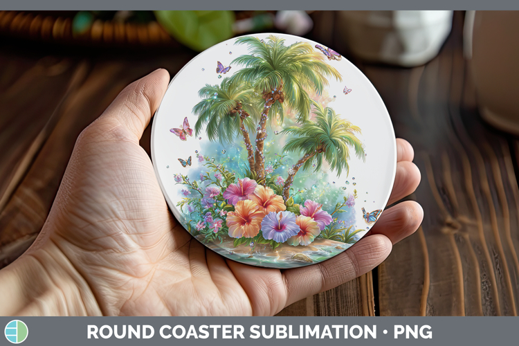 Best Sellers 01 Rainbow Summer Beach Round Coaster Sublimati