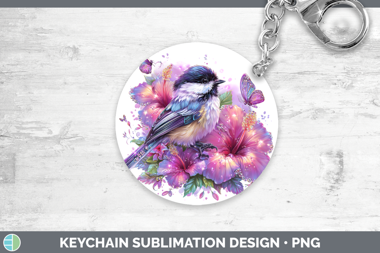 Best Sellers 01 Rainbow Summer Chickadee Keychain Sublimatio
