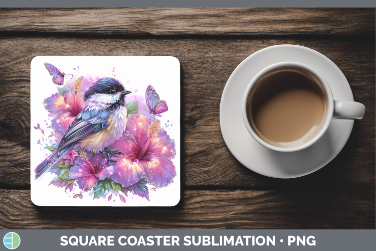 Best Sellers 01 Rainbow Summer Chickadee Square Coaster Subl