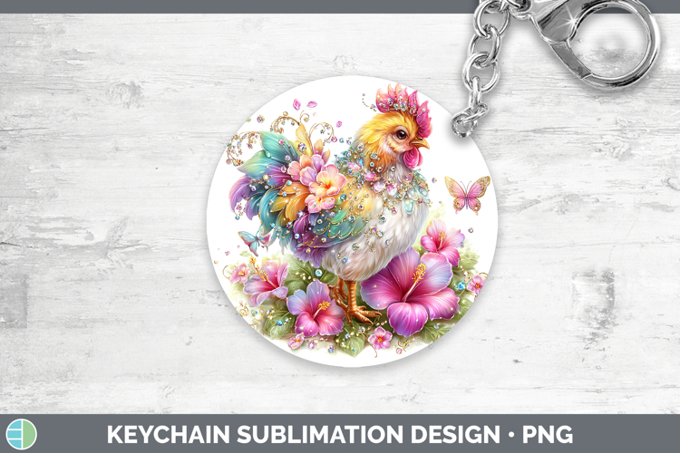 Best Sellers 01 Rainbow Summer Chicken Keychain Sublimation