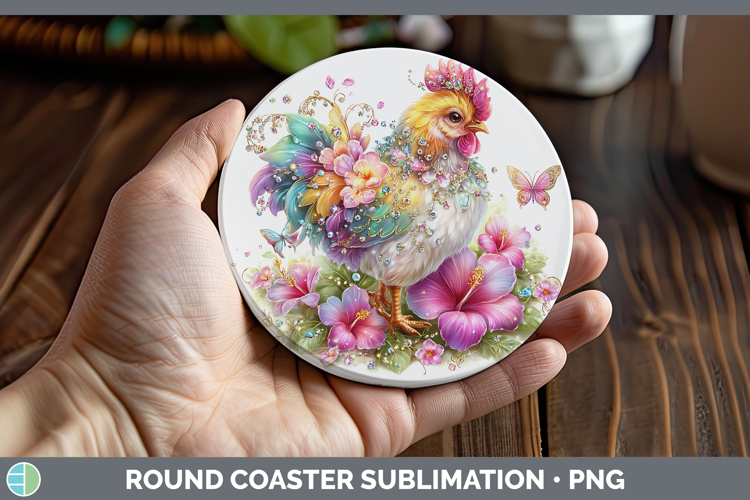 Best Sellers 01 Rainbow Summer Chicken Round Coaster Sublima