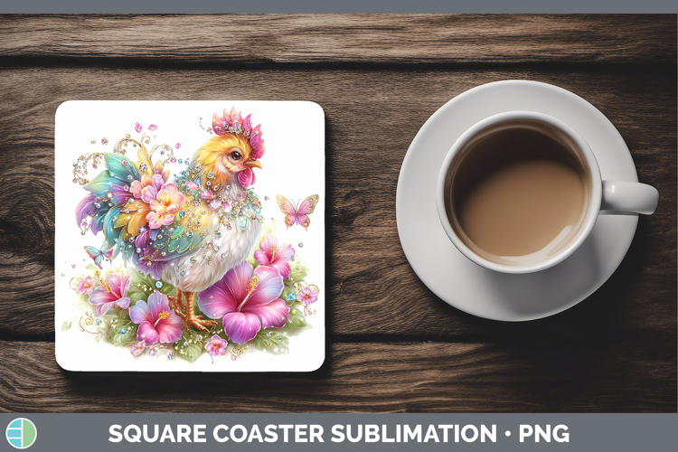 Best Sellers 01 Rainbow Summer Chicken Square Coaster Sublim