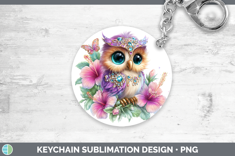 Best Sellers 01 Rainbow Summer Owl Keychain Sublimation Keyr