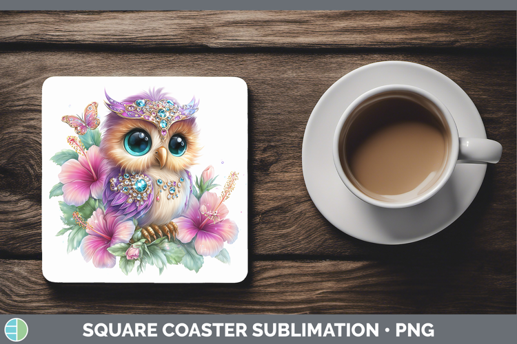 Best Sellers 01 Rainbow Summer Owl Square Coaster Sublimatio