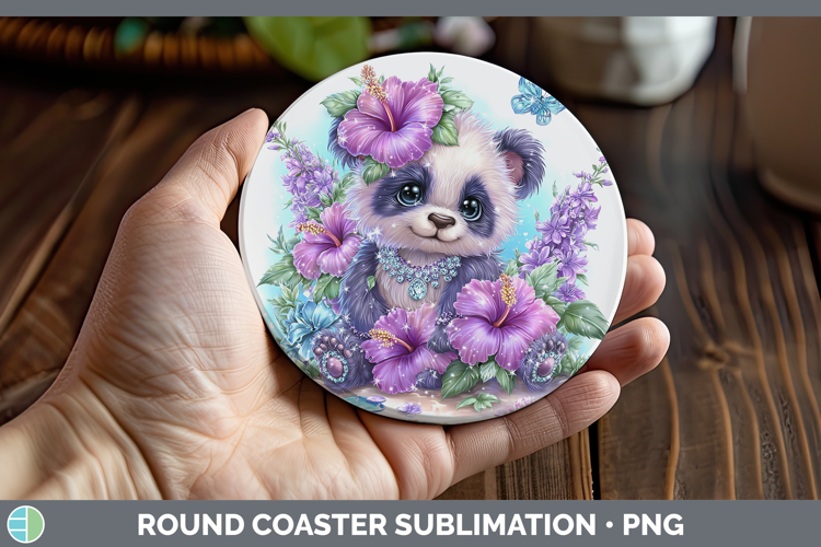 Best Sellers 01 Rainbow Summer Panda Round Coaster Sublimati