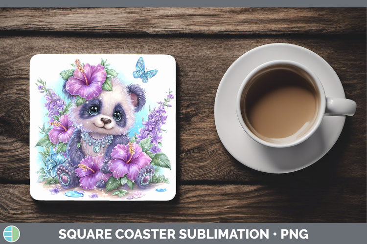 Best Sellers 01 Rainbow Summer Panda Square Coaster Sublimat