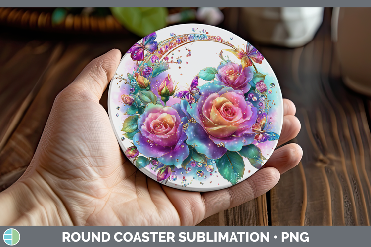 Best Sellers 01 Rainbow Summer Rose Round Coaster Sublimatio