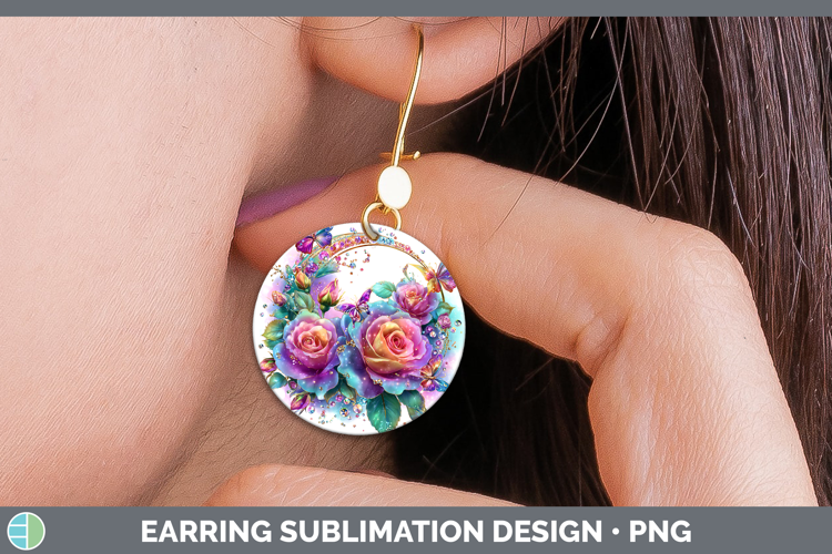 Best Sellers 01 Rainbow Summer Rose Round Earrings Sublimati