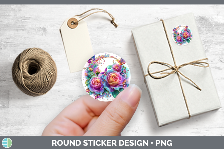 Best Sellers 01 Rainbow Summer Rose Stickers | Round Labels