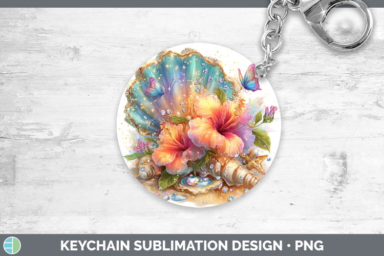 Best Sellers 01 Rainbow Summer Seashell Keychain Sublimation