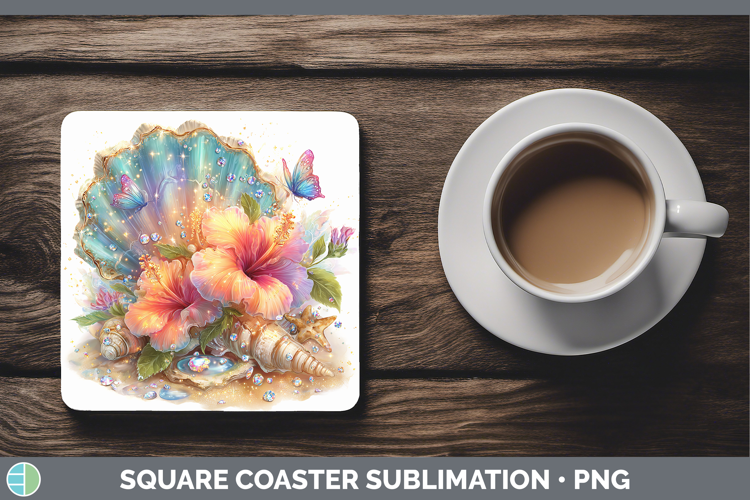 Best Sellers 01 Rainbow Summer Seashell Square Coaster Subli