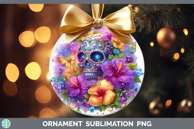 Best Sellers 01 Rainbow Summer Sugar Skull Ornament Sublimat