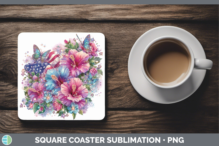 Best Sellers 01 Rainbow Summer USA Flag Square Coaster Subli