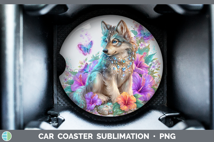 Best Sellers 01 Rainbow Summer Wolf Car Coaster Sublimation