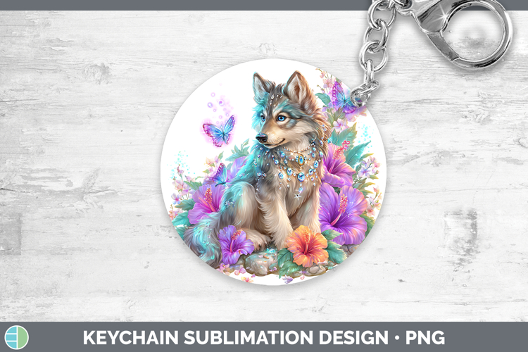 Best Sellers 01 Rainbow Summer Wolf Keychain Sublimation Key