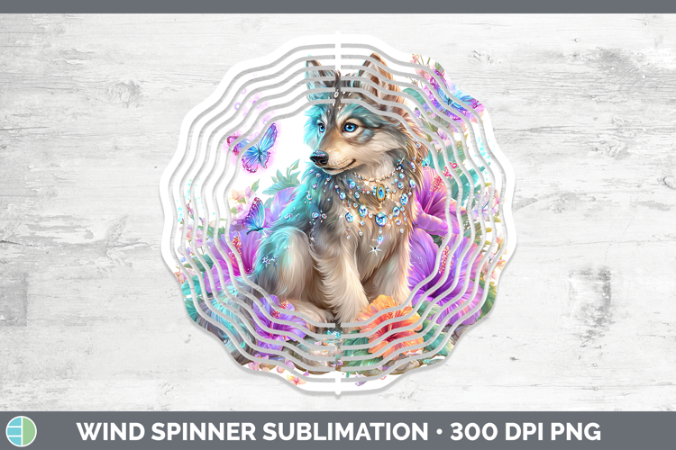 Best Sellers 01 Rainbow Summer Wolf Wind Spinner Sublimation
