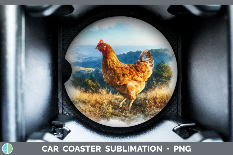 Chicken Best Sellers 01 Sunset Car Coaster Sublimation Desig