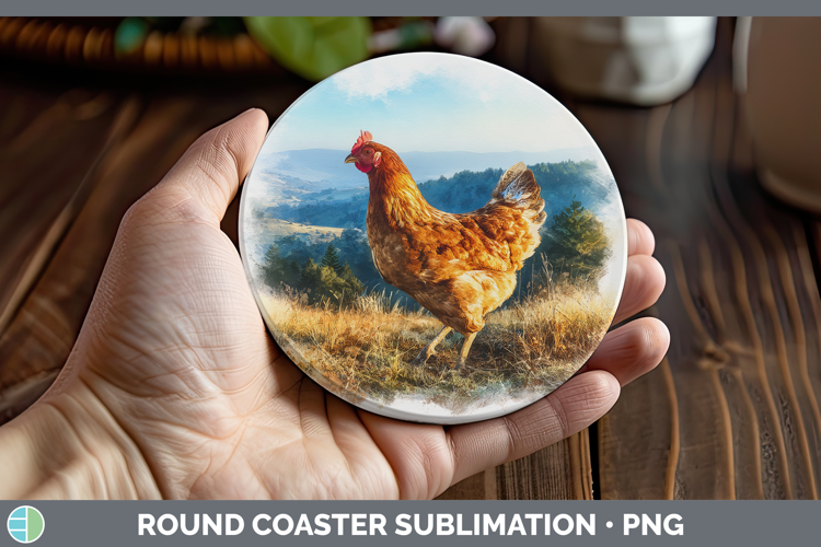 Chicken Best Sellers 01 Sunset Round Coaster Sublimation Des