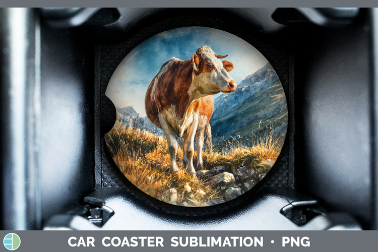 Cow Best Sellers 01 Sunset Car Coaster Sublimation Design
