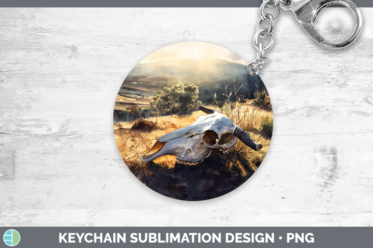 Cow Skull Best Sellers 01 Sunset Keychain Sublimation Design