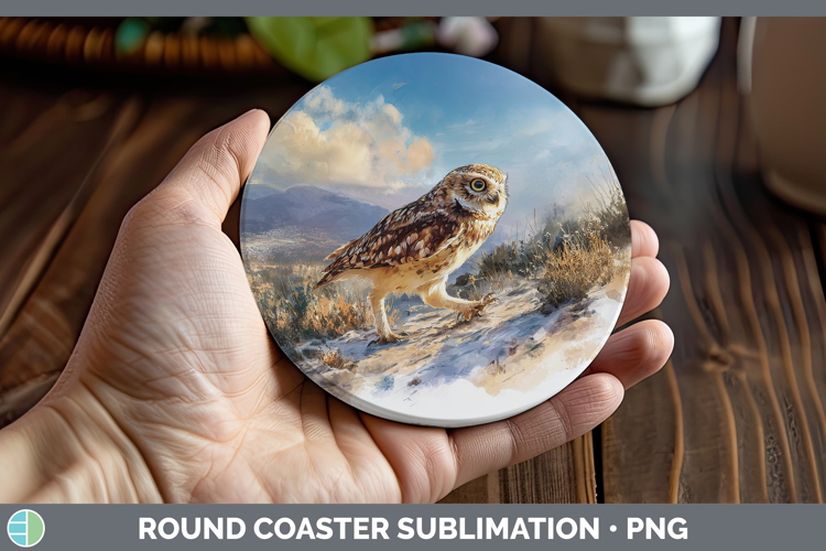 Owl Best Sellers 01 Sunset Round Coaster Sublimation Design
