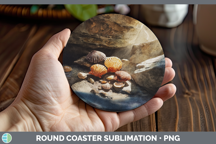 Seashell Best Sellers 01 Sunset Round Coaster Sublimation De