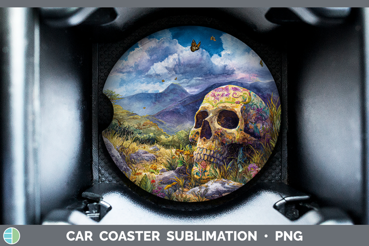 Sugar Skull Best Sellers 01 Sunset Car Coaster Sublimation D
