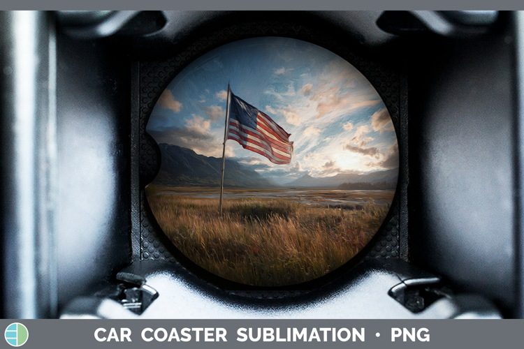 USA Flag Best Sellers 01 Sunset Car Coaster Sublimation Desi