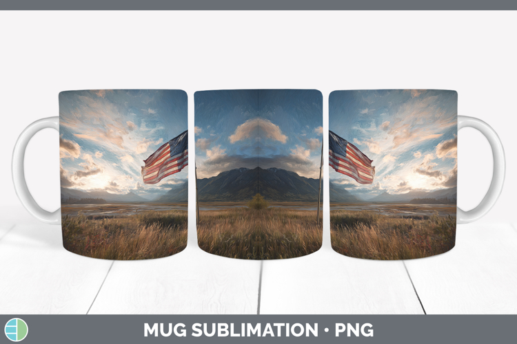 USA Flag Best Sellers 01 Sunset Mug Wrap Sublimation Design