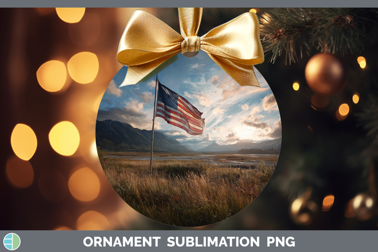 USA Flag Best Sellers 01 Sunset Ornament Sublimation Design