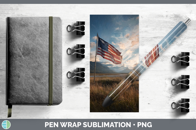 USA Flag Best Sellers 01 Sunset Pen Wrap Sublimation Design