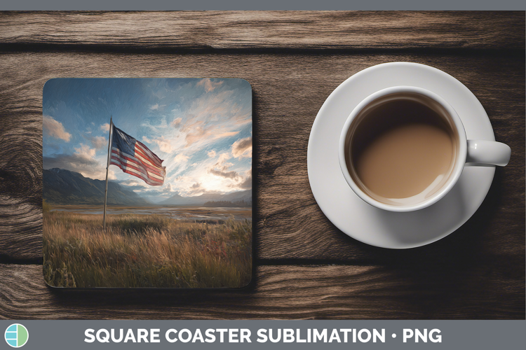 USA Flag Best Sellers 01 Sunset Square Coaster Sublimation D