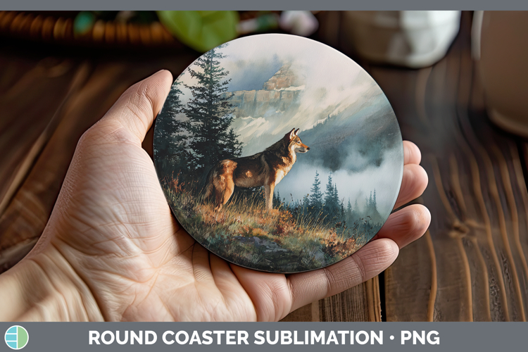 Wolf Best Sellers 01 Sunset Round Coaster Sublimation Design