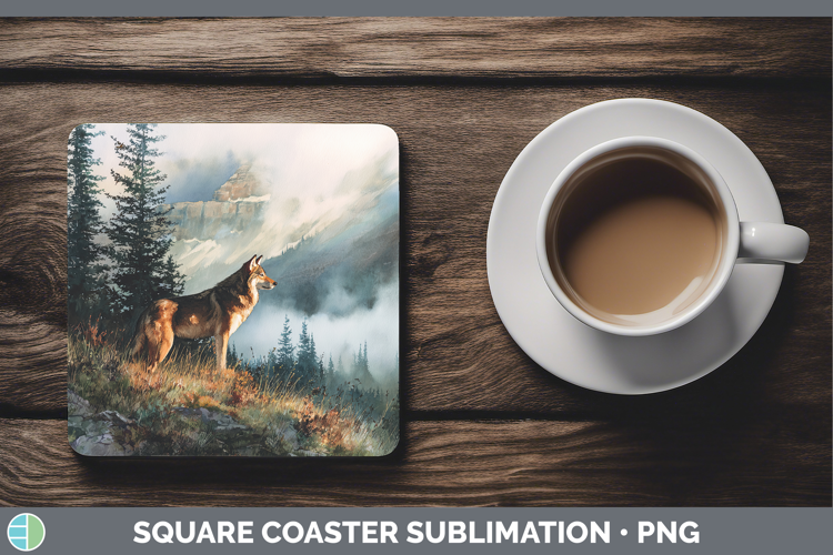 Wolf Best Sellers 01 Sunset Square Coaster Sublimation Desig
