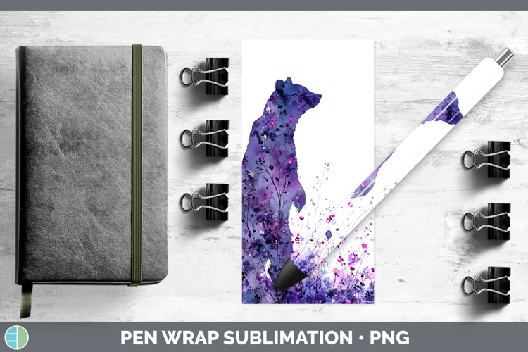 Bear Best Sellers 02 Alcohol Ink Pen Wrap Sublimation Design