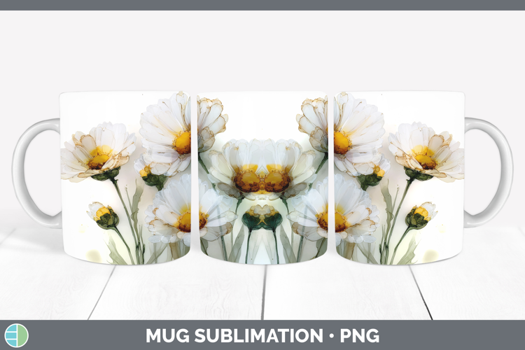 Daisies Best Sellers 02 Alcohol Ink Mug Wrap Sublimation Des
