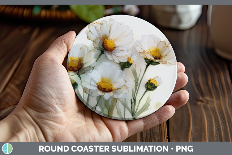 Daisies Best Sellers 02 Alcohol Ink Round Coaster Sublimatio