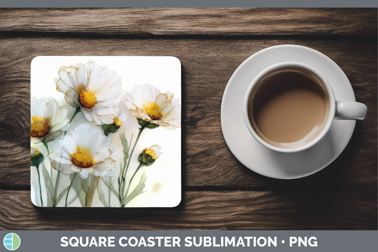 Daisies Best Sellers 02 Alcohol Ink Square Coaster Sublimati