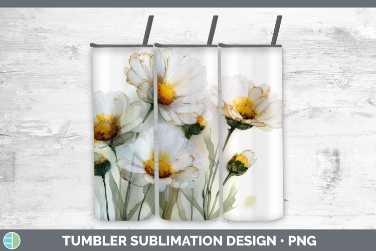 Daisies Best Sellers 02 Alcohol Ink Tumbler Sublimation Desi