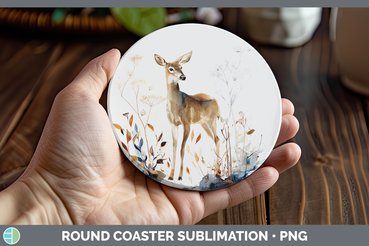 Deer Best Sellers 02 Alcohol Ink Round Coaster Sublimation D